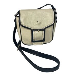 Kate Spade Abbey Court Charon Black and Cream Crossbody Leather Bag Purse Small